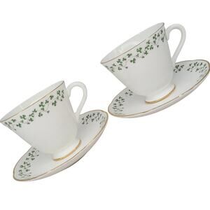 Royal Tara Shamrock Teacup and Saucer Fine Bone China Irish Teatime 1-2 cottage